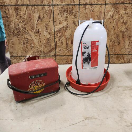 Electric fencer untested as is, heated poultry waterer