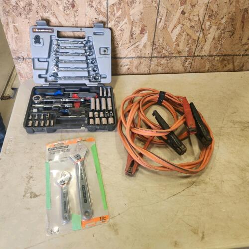 16' Heavy booster cables, assorted tools