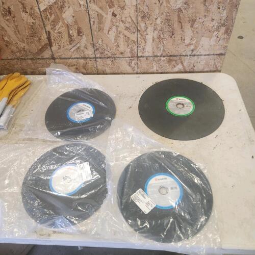 6 New 12" & 1 14" cut off disks