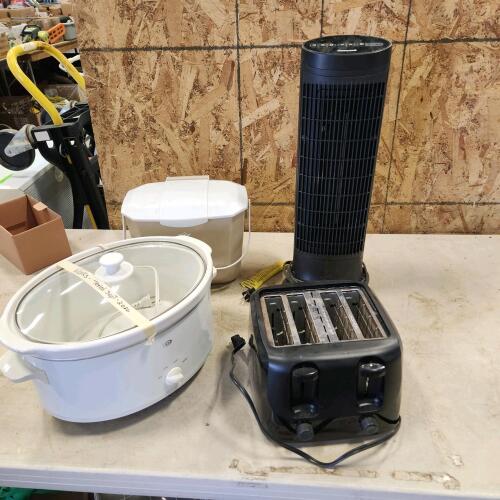 Tower fan, toaster, slow cooker, etc