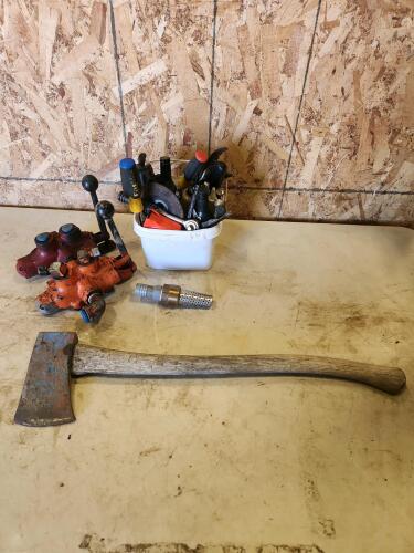 Axe, assorted tools, control valve