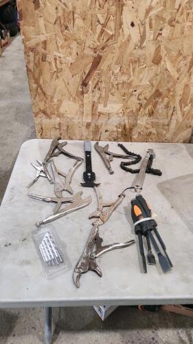 Gasket scrapers, various locking pliers