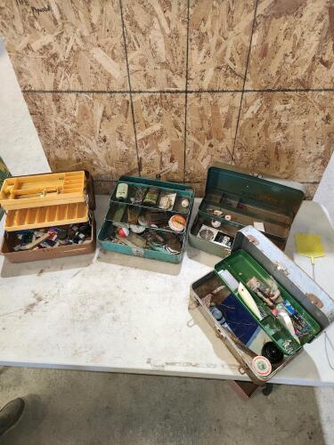 4 Vintage tackle boxes w contents