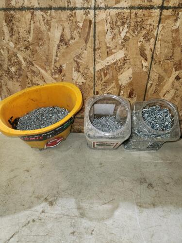 1 1/2" Self drilling screws, 2" spiral nails, 1" screws