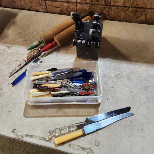 Hanckel knives, assorted cutlery