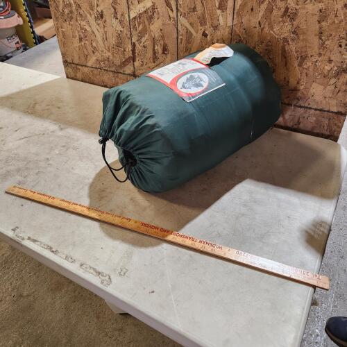 Sleeping bag, yard stick