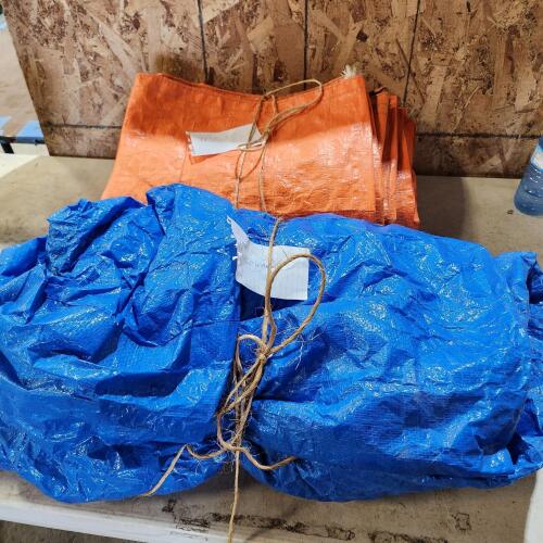 11'x15' Construction tarp, 15' round tarp, condition unknown