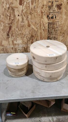4- 13" Wooden wheels, 4-9" wooden wheels