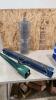 Part roll of chicken wire, metal saw horses