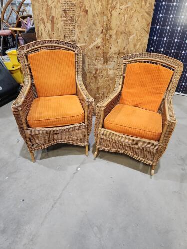 Antique wicker rocking chair & armchair