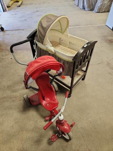 Radio flyer trike, bassinet