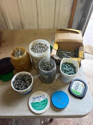 Assorted screws, 3.5&rdquo; Lags, 3&rdquo; alum common nails