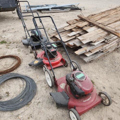 3 push mowers untested as is