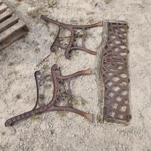 Cast park bench ends & back