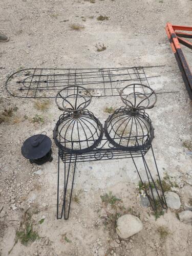 Trellises, planters, cast candle holder