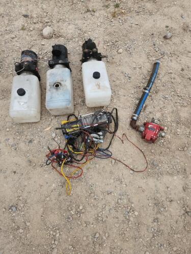 3 Hyd power packs as is, 3000lb 12v winch as is, hyd motor as is