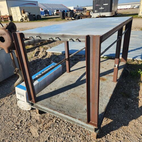 Stainless top steel framed work table 35"W 69"L 45"H