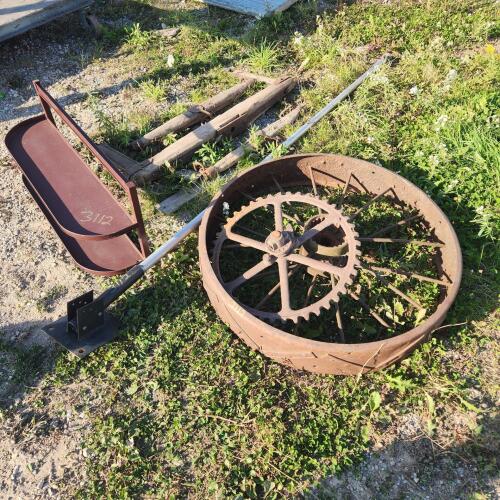 Metal shelf, sprocket, wheel, flag pole, etc.