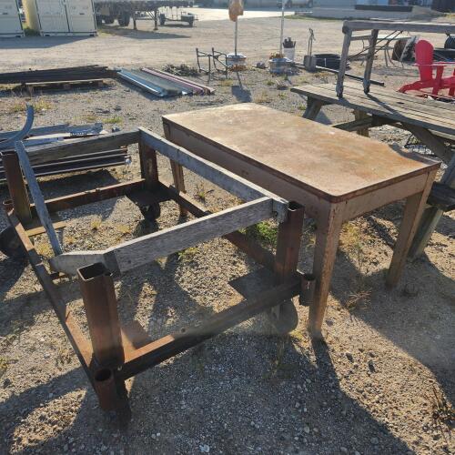 Steel work table 30"W 60"L 30"H, steel cart 39"W 60"L