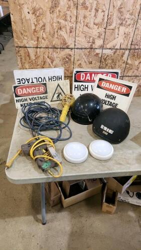 Plastic signs, bike helmets