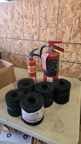 1- 16" & 12" Charged fire extinguishers, gutter guard