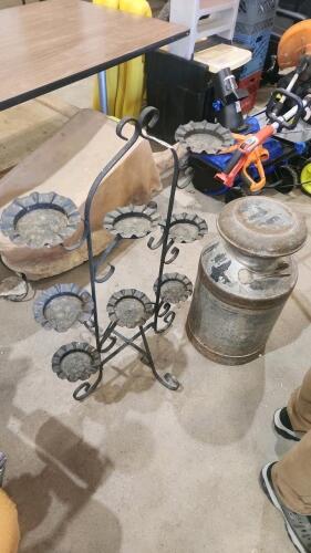 Plant stand & milk can