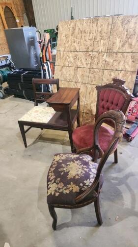 Telephone table, 2 chairs