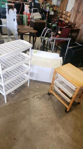 Toy box, plastic shelf, small storage cabinet