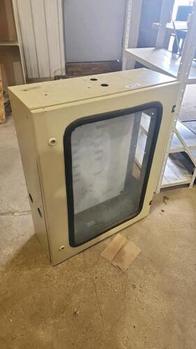 Heavy steel case w glass front 24"W 8"D 30"H