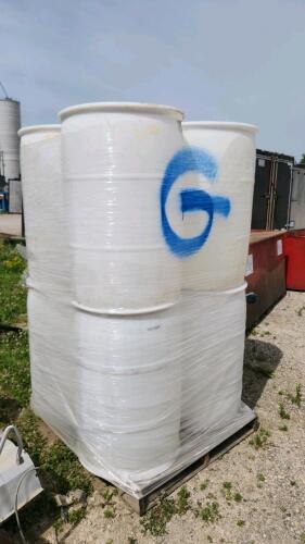 8- 50 Gal plastic drums previous use unknown