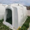 Poly calf hutch w buckets & chain, in good condition