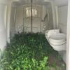 Poly calf hutch w buckets & chain, in good condition - 2