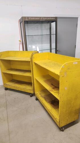 2 Wooden rolling carts