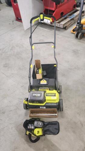 Ryobi 18V dethatcher/aerator w 2 batteries & charger
