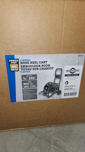 Unused metal garden hose reel