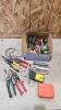 Tin snips, screwdrivers, bits, etc.