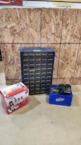 Storage drawers, telephones