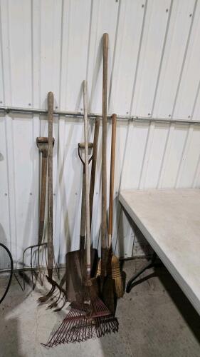 Shovels, broom, rake, etc.