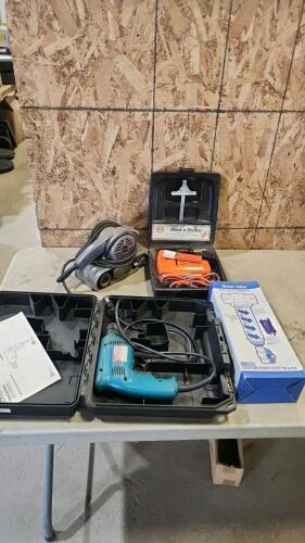 Belt sander, jigsaw, drill, water filter