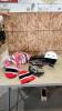 Toques, left hand ball gloves, snowboard helmet
