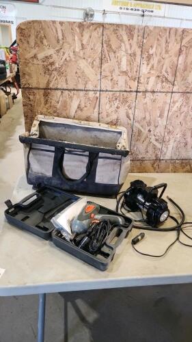 Tool bag, 12V impact & air compressor
