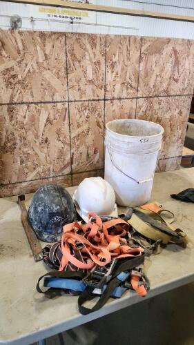 Ratchet straps, hard hats