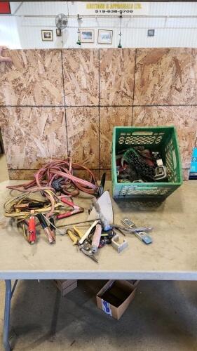 Booster cables & assorted tools