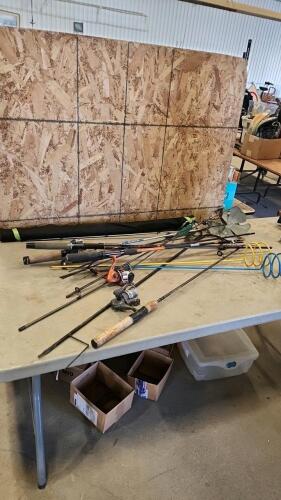 Fishing poles, yard art, etc.