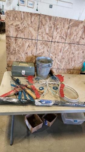 Tackle box, yard art, etc.