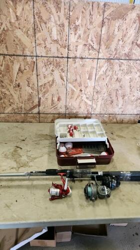3 Fishing pole, tacklebox w contents