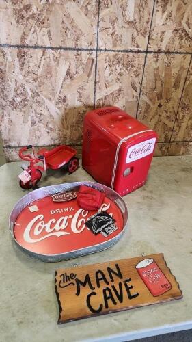 Coca-Cola memorabilia, fridge missing cord