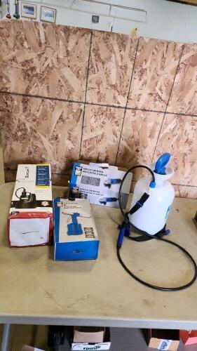 Air riveter, angle grinder, sprayer, sump pump
