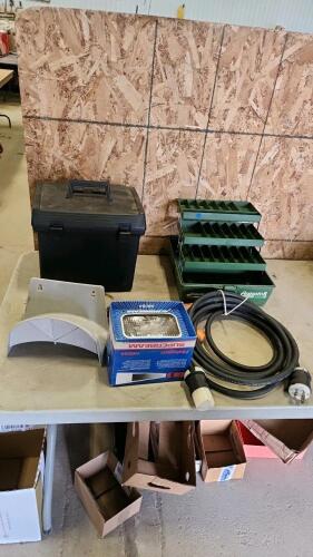 10 Ga cord, Fiskars sheers, tackle box, etc.