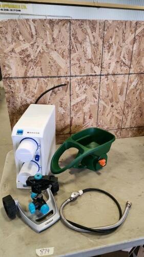 Sprinkler, water filter, grass seeder